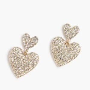 🆕️ J. Crew Pavé Heart Statement Gold Earrings